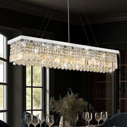 K9 Crystal Rectangular Chandelier 10 Light ChromeFinish