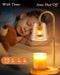 Adjustable Candle Warmer Lamp with Timer - Electric Light Wax Warming Dimmable Flameless Top Melter Heater Melting Heating Height Small Jar Candles Gifts Women Mom Birthday Home Desk Modern Decor
