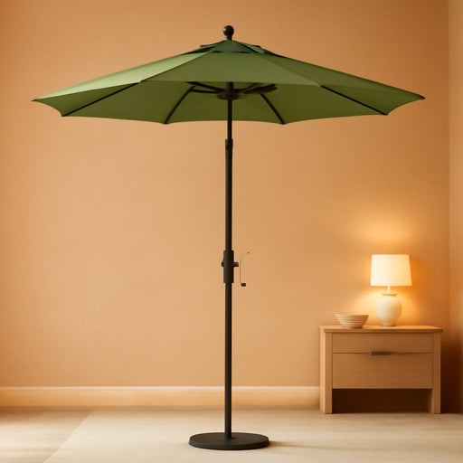 7.5' round Crank Lift, Collar Tilt, Aluminum Pole, Fiberglass Rib Patio Umbrella, Bronze Finish