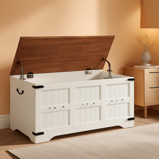 Antique Farmhouse Charred Walnut Toy Chest Storage