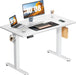 Electric Standing Desk Adjustable Height, 40X24 Inch Sit Stand up Home Office Desks Computer Workstation PC Work Table with 3 Memory Preset Splice Wood Board Metal Frame, White