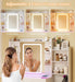 Vanity Desk with Mirror and LED Lights, 43" Makeup Vanity with Glass Top & Wireless Charging, Vanity with RGB Drawers, 3 Colors Light, Power Outlet Safety Switch for Bedroom, White