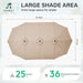 15Ft Large Patio Umbrella with Base, Outdoor Rectangle Umbrella Double-Sided Market Umbrella with Stand for Pool, Deck, Backyard and Garden, Beige