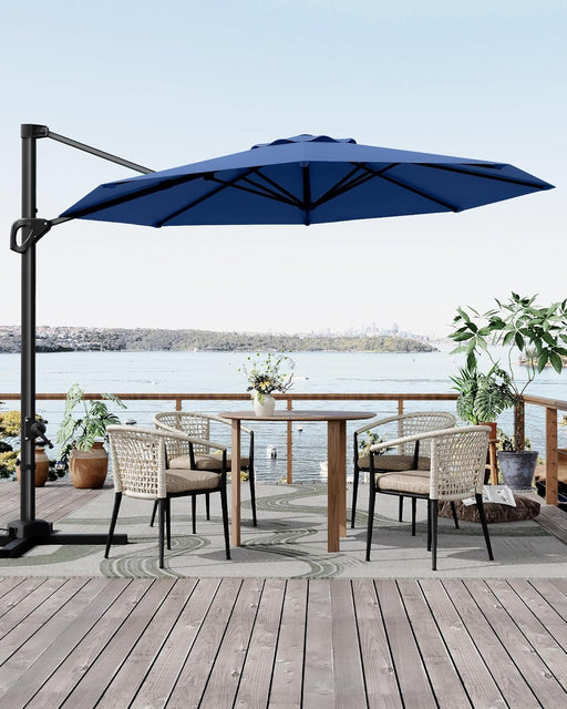 10FT Patio Umbrella Outdoor Large Cantilever Umbrella Market Sun Shade Windproof Offset Umbrella with 360-Degree Rotation for Garden Deck Pool Patio