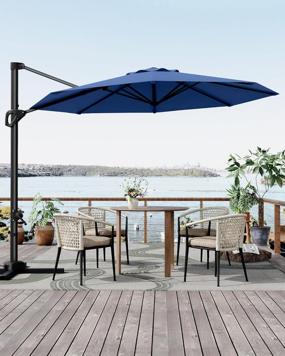 10FT Patio Umbrella Outdoor Large Cantilever Umbrella Market Sun Shade Windproof Offset Umbrella with 360-Degree Rotation for Garden Deck Pool Patio