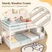 Twin over Twin Bunk Bed with Stairs, Solid Wood Floor Bunk Bed with Storage Staircase & Full-Length Guardrails, Low Bunk Bed with for Kids, Teens, Adults, Dorm, Small Space, White