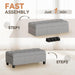 47 Inches Ottoman with Storage, Storage Bench with Legs, Ottomans for Living Room, Entryway, Adjustable & Movable, Easy Assembly, Linen Fabric Light Gray