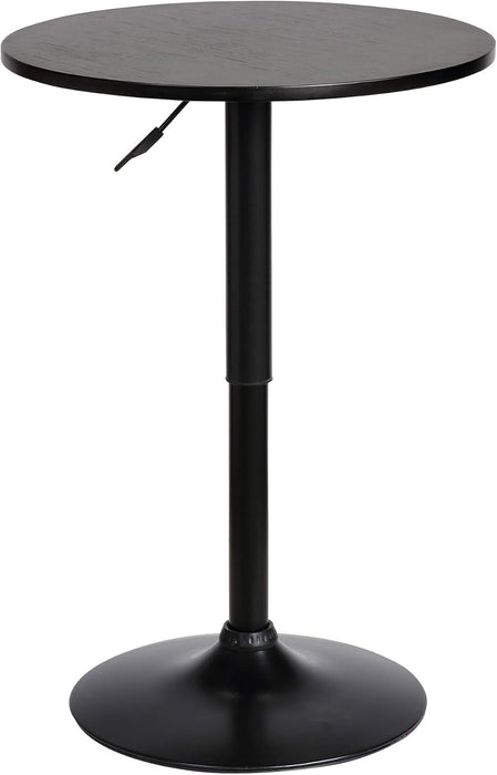 Bentley Height Adjustable Swivel Pub Table with Black Wood Finish and Black Base