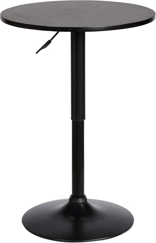 Bentley Height Adjustable Swivel Pub Table with Black Wood Finish and Black Base