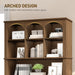73.2" Tall Farmhouse Arched Bookshelf with Drawer and Door, 6 Tier