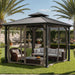 10X10 Hardtop Gazebo, Metal Gazebo with Frame, Outdoor Gazebos with Mosquito Net, Double Roof Hard Top Gazebos for Patios