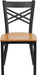 2 Pack HERCULES Series Black ''X'' Back Metal Restaurant Chair - Natural Wood Seat