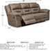 Stoneland Reclining Sofa, Dual-Sided Manual Recliner Couch with Faux Leather Upholstery, Wall Hugger Comfort for Living Room Seating, 90 Inches Wide, Brown