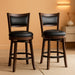 Swivel Bar Stools Set of 2, 24 Inch Counter Height Barstools, Black Faux Leather Bar Stool with High Backrest & Solid Wood Legs & Wrap-Around Footrest, Counter Stools for Kitchen Island, Pub