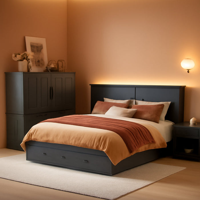 Queen Murphy Cabinet Bed With HiddenStorage Drawer