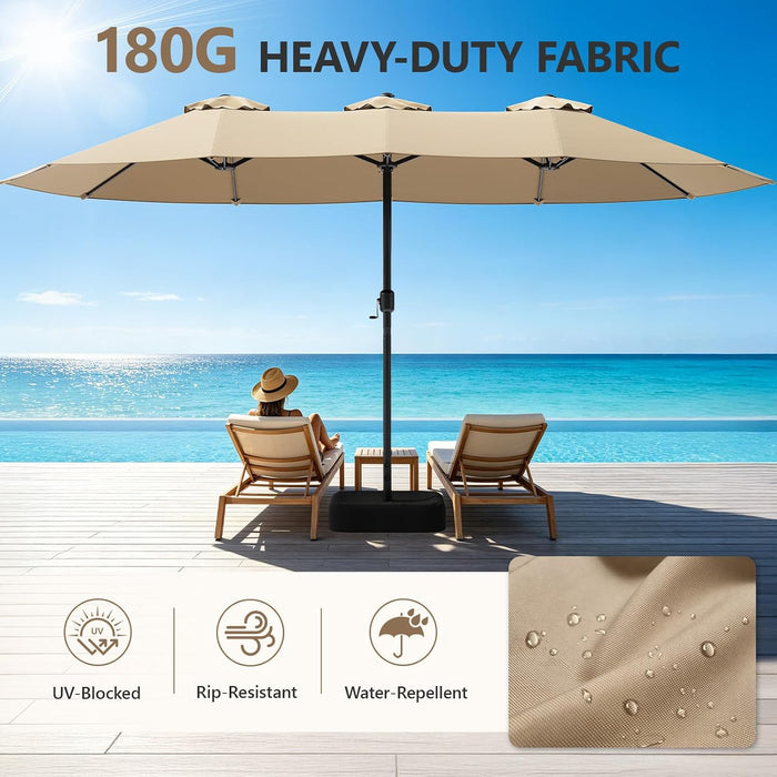 15FT Double-Sided Patio Umbrella with Base Included