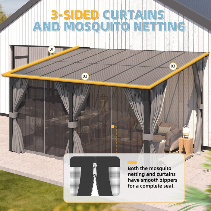 16x8 Residential Backyard Gazebo With Curtains Netting