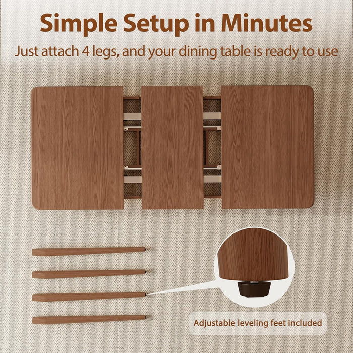 Solid Wood Extendable Dining Table for 4-8 People with Seamless Extension from 47.2 to 63 Inches, Easy Assembly, Expandable Tables for Small Spaces, Dining Room, Kitchen, Living Room, Walnut