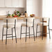 28'' Bar Stools Set of 3, Modern Boucle Counter Height Bar Stools with Ergonomic Curved Back, Upholstered Kitchen Stools, Barstools for Kitchen Island, Bar, Cafe, White