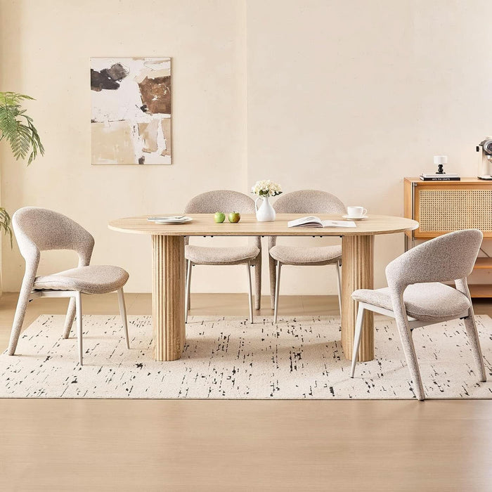 70.9" Oval Dining Table 6 Seater, Modern Kitchen Table, Natural