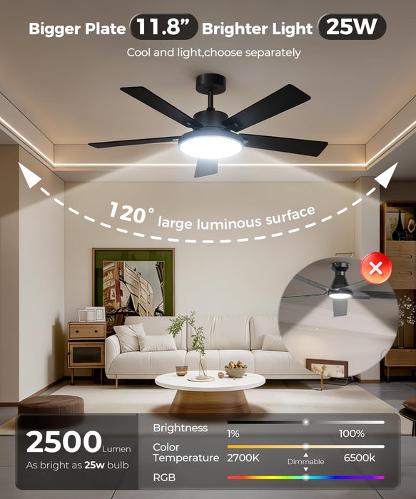 Smart Reversible Dc Motor Led Ceiling Fan