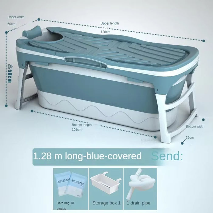 Simple Adult Foldable Portable Bathtubs Creative Bathroom Full Body Hot Tub Home Ice Bath Bucket Thickened Plastic Swimming Pool