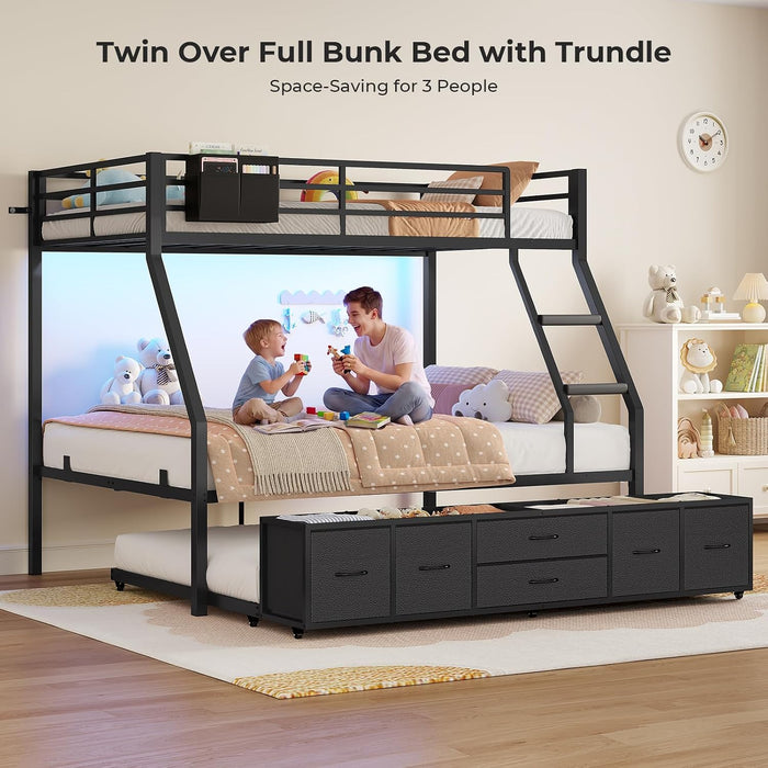 IndustrialGradeMetal Twin Over Full Bunk Bed Black