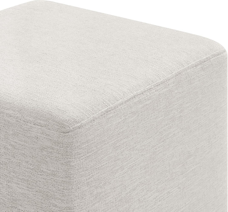 Callum 17 Inch Square Ottoman in Ivory Fabric - Woven Heathered Fabric - Upholstered Ottoman for Living Room, Ottoman Side Table, Vanity Seat - Accent Table or Footrest Ottoman