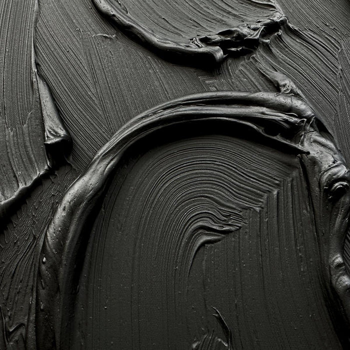 Hand Painted Pure Black Wall Art Minimalist Oil Painting 24X36 Inches Vertical Thick Textured Wall Art Home Office Decoration