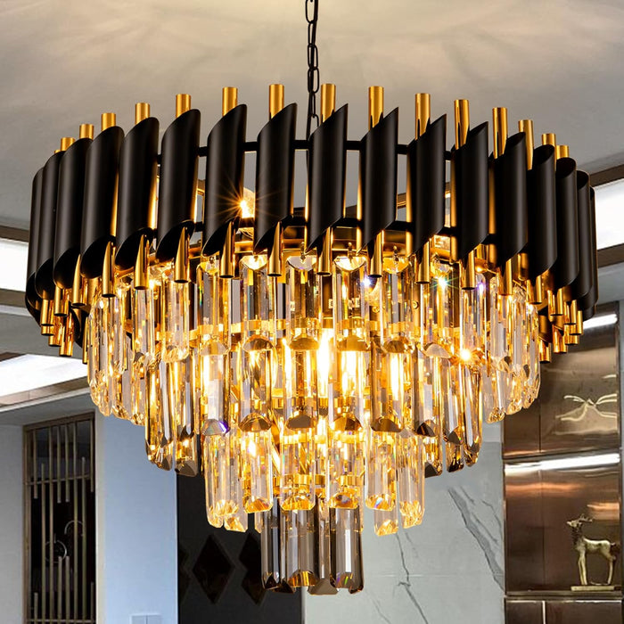 20-Inch Ultra Modern Crystal Chandelier Smoke Gray