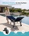 Outdoor Lounge Chair with Pillow, 5-Position Aluminum Chaise Lounge with Wheels & Armrests, 400 Lbs Heavy Duty Patio Pool Chair for Deck, Backyard, Beach & Poolside, Navy Blue