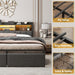 Queen Bed Frame with Storage Drawers, Upholstered Headboard with LED Light & Charging Station, Metal Platform Bed Frame Queen Size, Noise Free, No Box Spring Needed, Black (1200 Lbs Capacity)