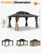 10' X 12' Hardtop Gazebo, Aluminum Frame Outdoor Patio Gazebo with Netting and Curtains, Outdoor Hardtop Gazebos, Patio Pergolas with Double Metal Roofs for Backyard, Patio, Deck, Sandstone