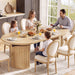 43"-79" Extendable Dining Table for 4-8 with Storage Base, Natural Oak