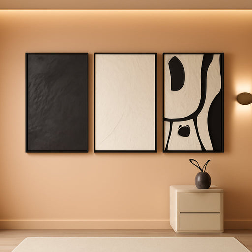 Black and White Wall Art Set Large Framed Modern Abstract Wall Decor for Living Room Canvas Prints Paintings Artwork, Minimalist Abstract Art Pictures for Hallway, Office Total Size 30X60 Inch