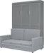 Full Size Murphy Bed, Wooden Full Murphy Bed with Cushion, Wall Bed with Sofa for Home Office or Small Room, Gray