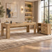 L Shaped Executive Office Desk with Drawers, Light Brown