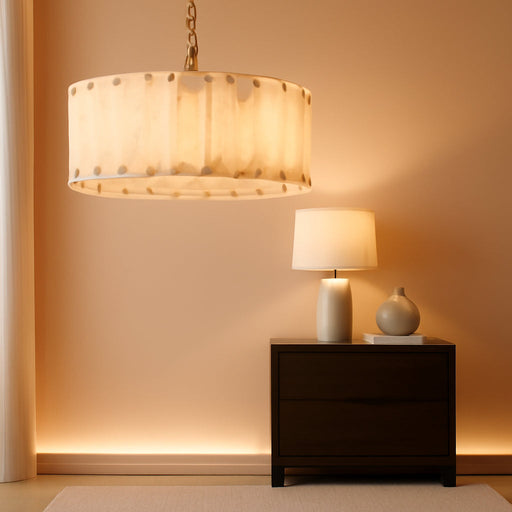 Alabaster Chandeliers,D24In Marble round Alabaster Chandelier,Modern Brass Dining Room Chandelier, Adjustable Gold Chandeliers for Bedroom,Bathroom,Entryway,Foyer,E12 Bulbs Included