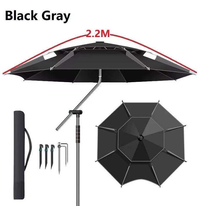 New Upgraded Fishing Umbrella Stainless Steel Rod Outdoor Large Parasol Camping Sunshade Beach Parasol Courtyard Awning 2-2.6M