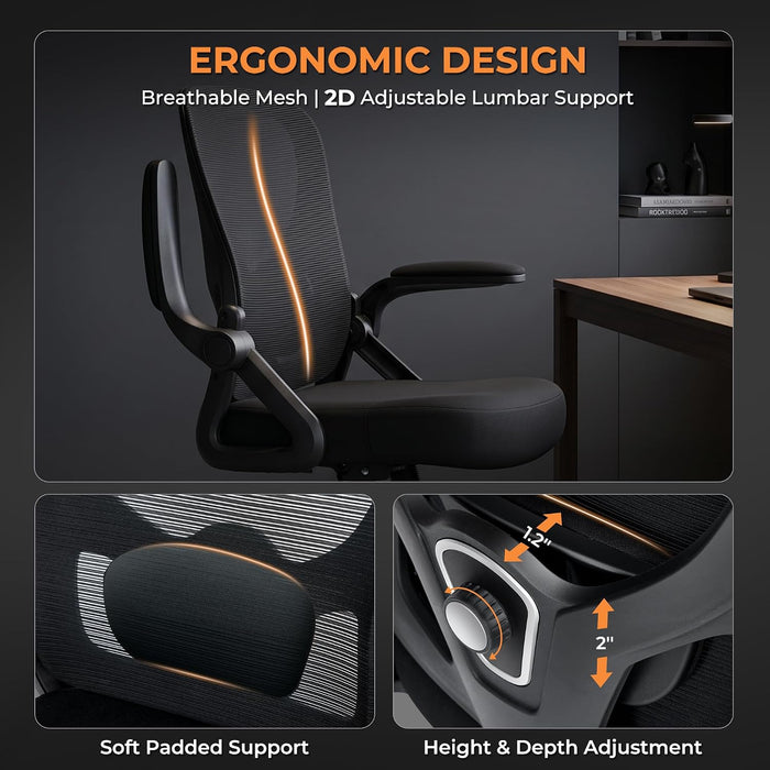 Ergonomic Home Office Chair, Mesh Computer Desk Chair, Black