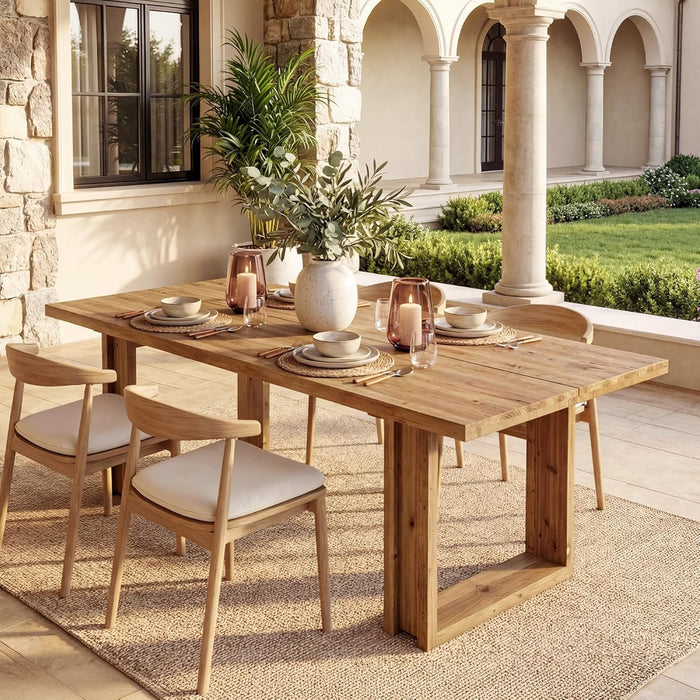 63-Inch Solid Wood Dining Table for 6, Farmhouse Kitchen Table with Heavy Duty Legs, Rectangular Wood Desk for Dining Room, Living Room, Rustic Brown
