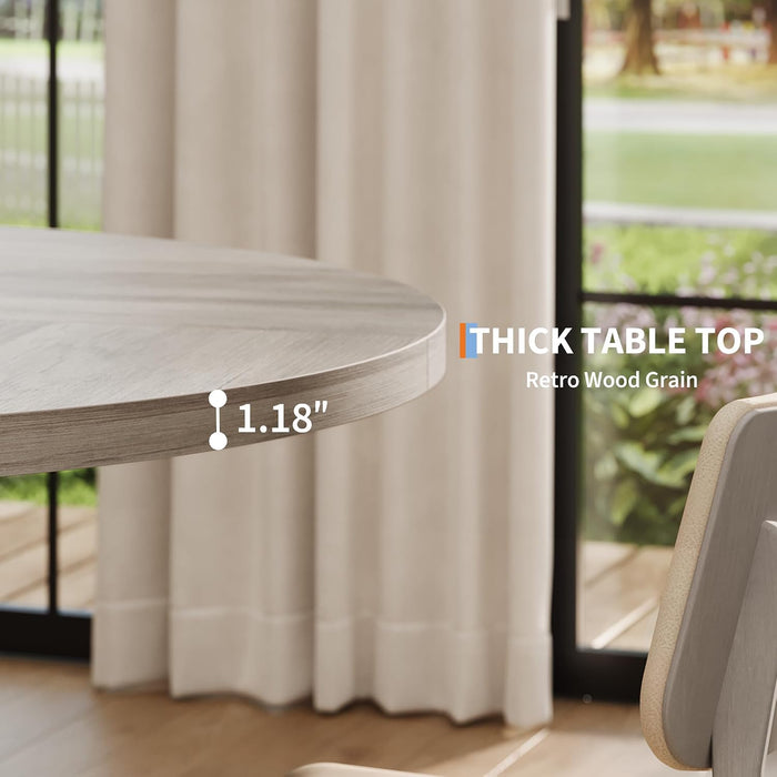 47 Inch round Dining Table for 4-6 People, Wash Grey Kitchen Table | Farmhouse Dinner Table Set for 4, Circle Kitchen Table with Wooden Pedestal Base, for Dining Room, Living Room(Table Only)