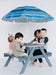 3-In-1 Kids Picnic Table, Play Sand and Water Sensory Table with Height Adjustable Umbrella & Removable Tabletop, Kids Wooden Outdoor Table, with 3 Storage Bins, Upgraded