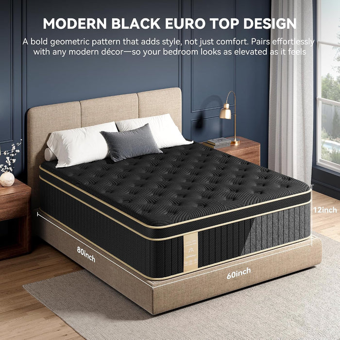 Queen Mattress, 12 Inch Hybrid Mattress Queen Size in a Box, Medium Firm