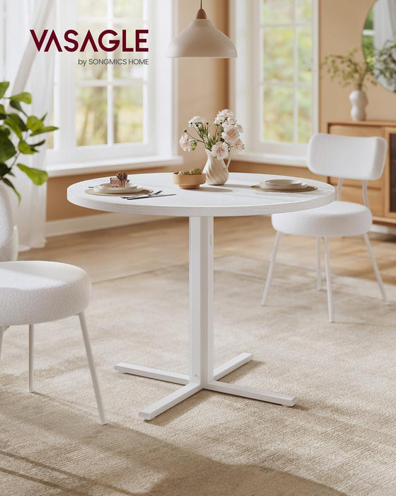 Dining Table, Small round Kitchen Table for 4 People, 31.5 X 29.4 Inches, for Dining Room, Living Room, Farmhouse, Water-Resistant, Snow White UKDT082W01V1