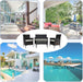 4-Piece Patio Conversation Set Outdoor Furniture with Cushion, Rattan Wicker Chairs, a Sofa and Coffee Table with Tempered Glass Top for Backyard Porch Garden Poolside Balcony (Brown+Beige)
