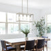 4-Light Dining Room Light Fixture Farmhouse Chandelier Brushed Nickel Modern Kitchen Island Pendant Lights Rectangular Hanging Lights Adjustable Height Metal E26 Base