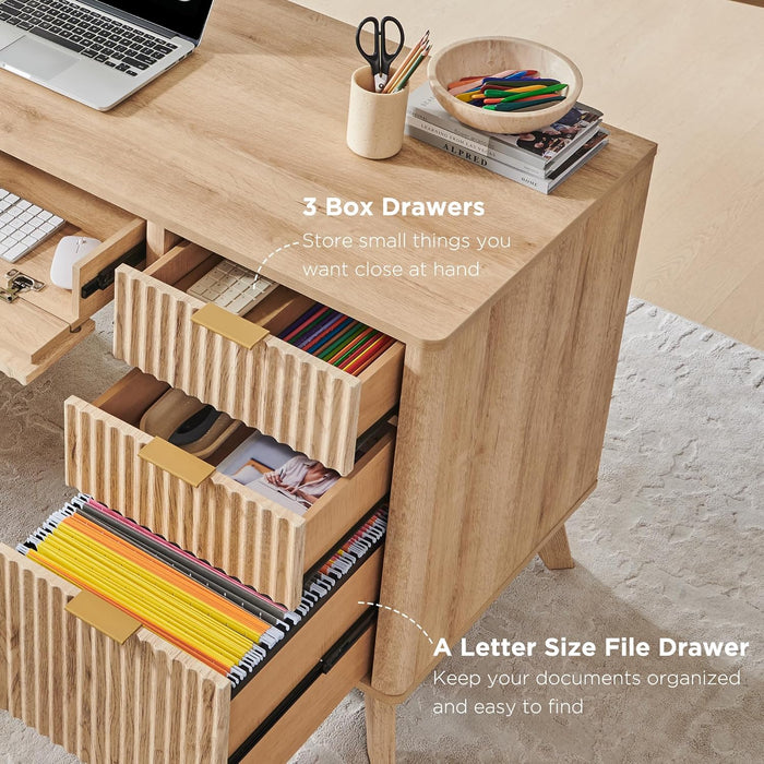 Sixty Inch Fluted Desk With ChargingStationIncluded