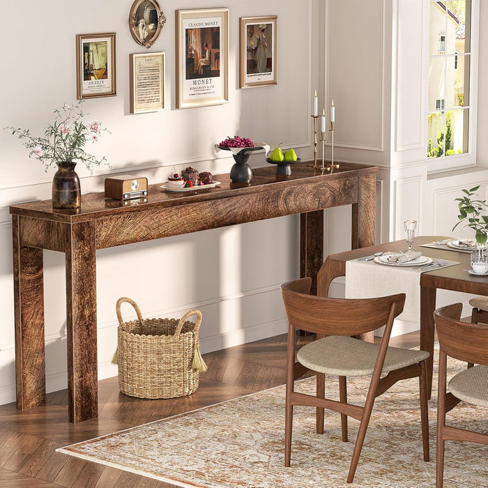 Console Table, 47" Farmhouse Wood Entryway Table, Sofa Tables Narrow Long behind Couch, Entry Table for Entrance, Hallway, Living Room, Cracked Oak