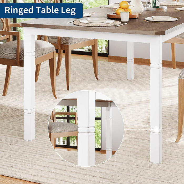Large Dining Table for 6-8 People, 79" Wooden Kitchen Table | Kitchen Table with Sturdy Metal Frame, Dining Room Table for Dining Room, Kitchen, White Leg & Natural